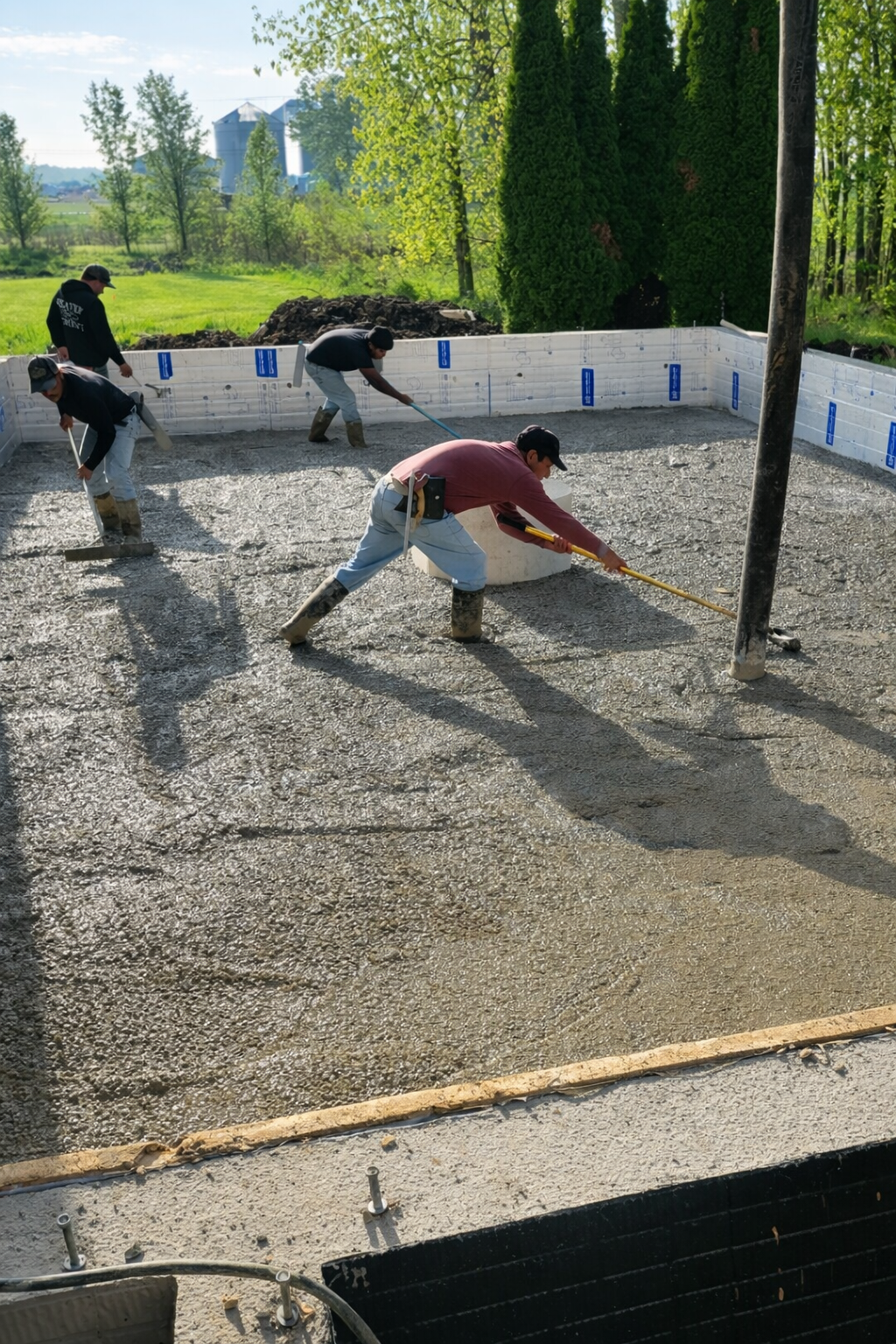 Crew working on foundation